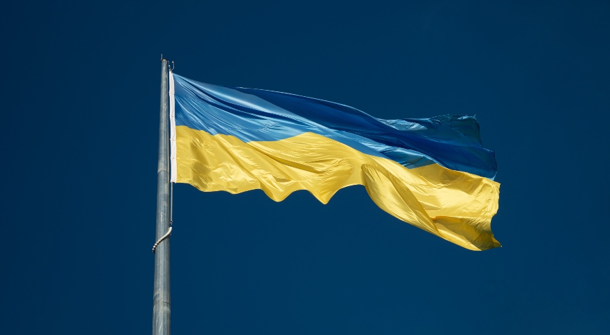 Image of the flag of Ukraine - horizontal bands of blue and yellow.