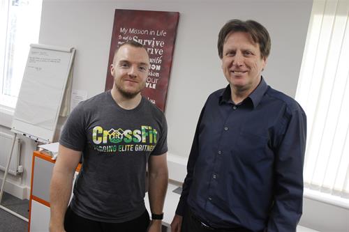 Lee Newburn and Phil Williams in the Enterprise Centre on campus.