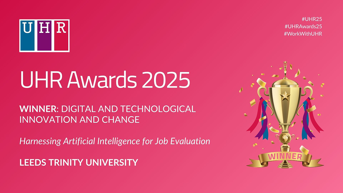 A graphic of an award win on a hot pink background with white text reading UHR Awards 2025.